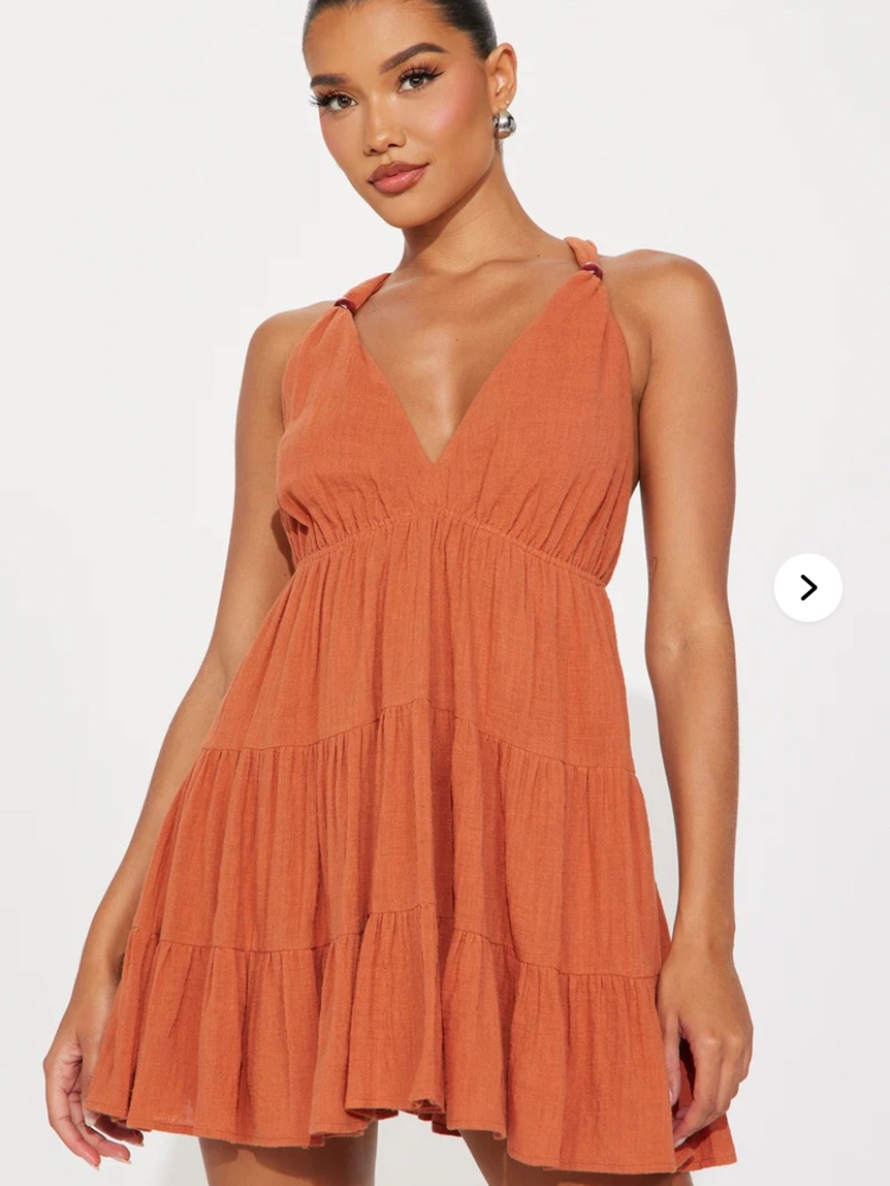 Rust Tiered V-Neck Summer Dress
